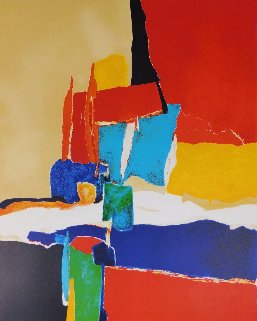 B. Bruane - La Composition Abstraite I: B. Bruane - La Composition Abstraite I Lithograph printed in colours. Signed and numbered in pencil. Edition: 125. Number 30. B. Bruane Vellum paper Arches Paper: 76 x 56 cm. Image: 65 x 50 cm. Please