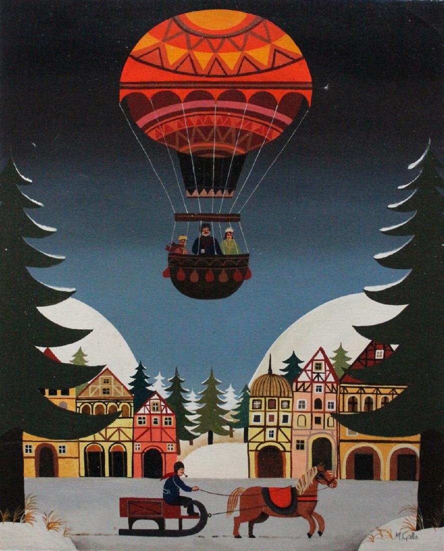 M. Gallo Signed 'Winter Scene with Balloon and Horse' (1 of 2)