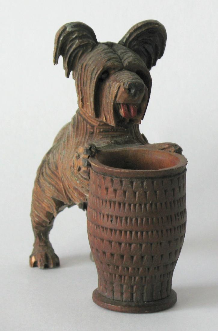 Vintage Folk Art Dog Carving Toothpick Holder (1 of 3)