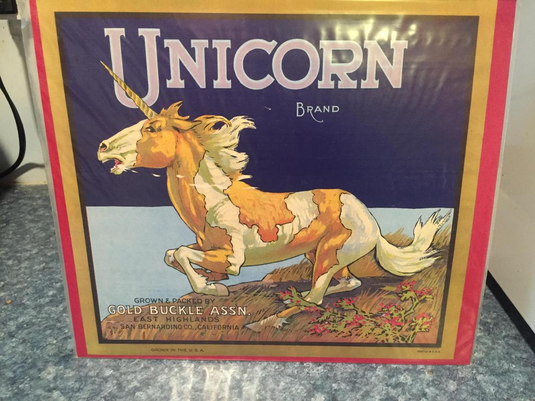 Original Unicorn Orange Crate Label (1 of 1)