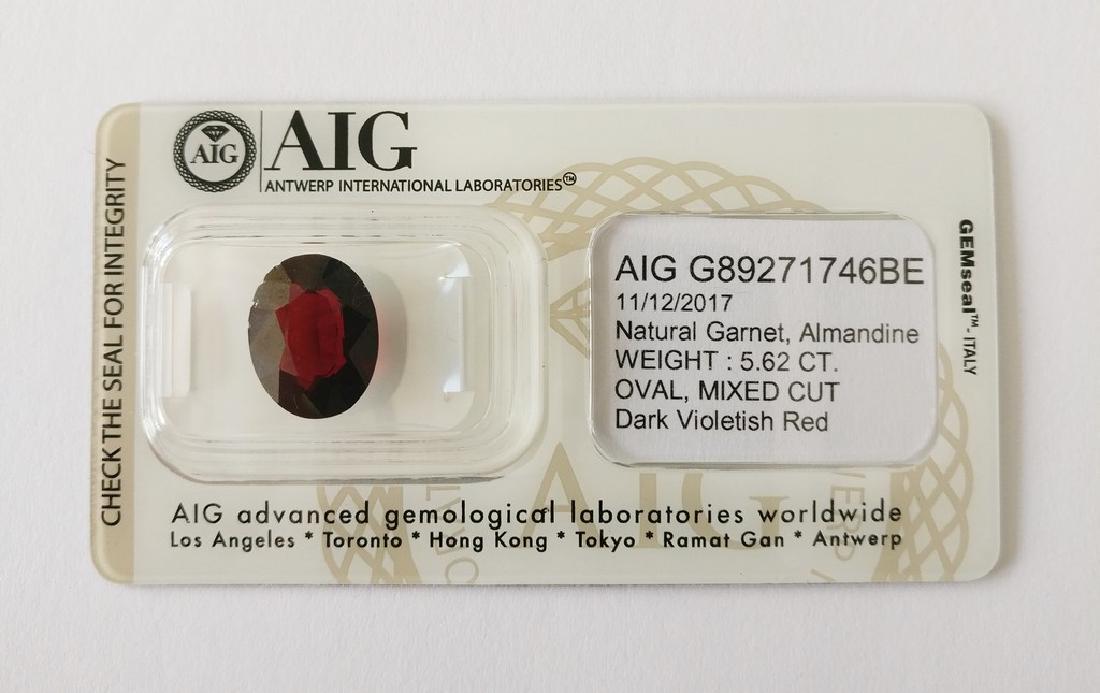 Garnet Almandine Dark Violetish Red 5.62 ct (1 of 4)