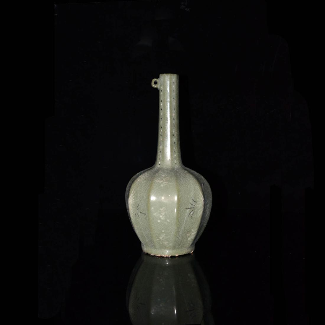 Korea, 19th C. Celadon-Glazed Ten Facets Water Bottle (1 of 7)