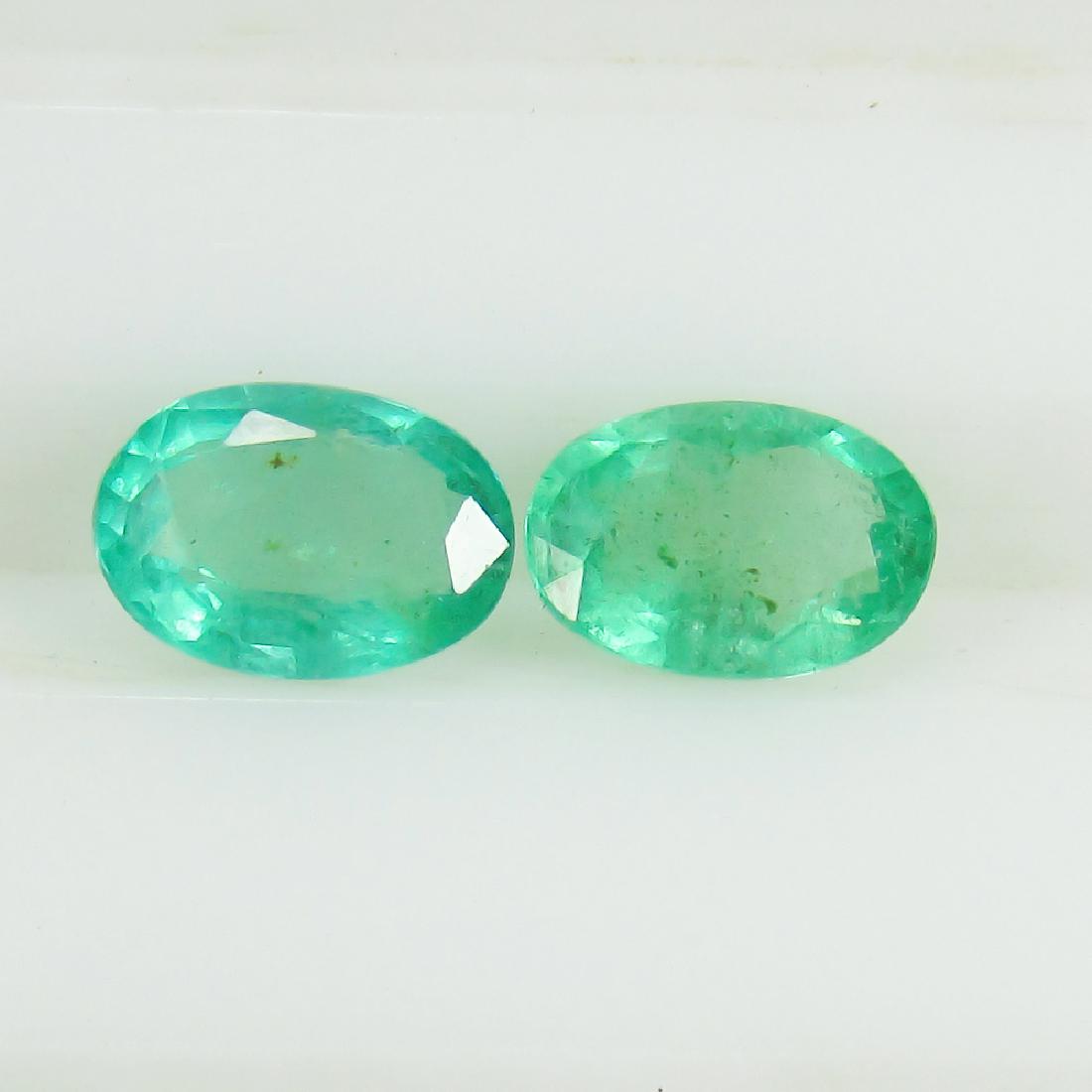 0.93 Ct Genuine Loose Zambian Emerald 6X4 mm Matching (1 of 2)