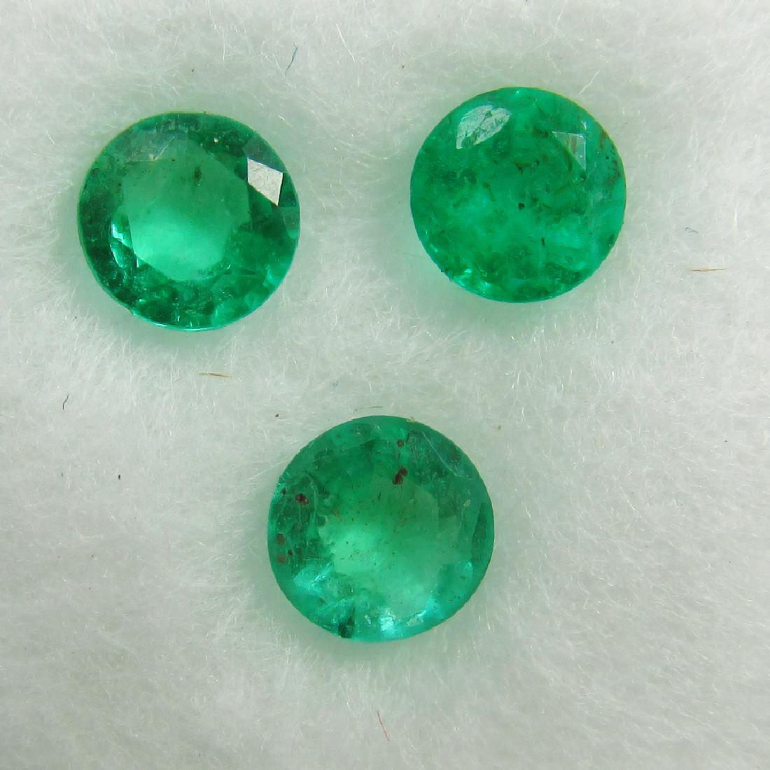 0.44 Ct Genuine 3 Loose Zambian Emerald 3.4 mm Round (1 of 4)