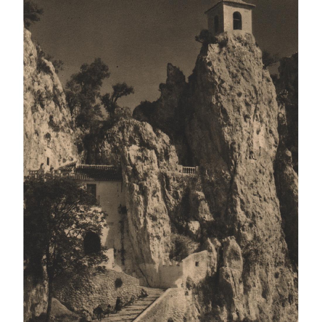 JOSE ORTIZ ECHAGUE - Guadalest, Alicante: Artist: JOSE ORTIZ ECHAGUE Print Title: Guadalest, Alicante Medium: Sheet-fed Gravure Printing Date: 1950's Printed in Spain Image Size: 6.5 x 7 inches Jose Ortiz Echague (1886 - 1980) was a Spanish e