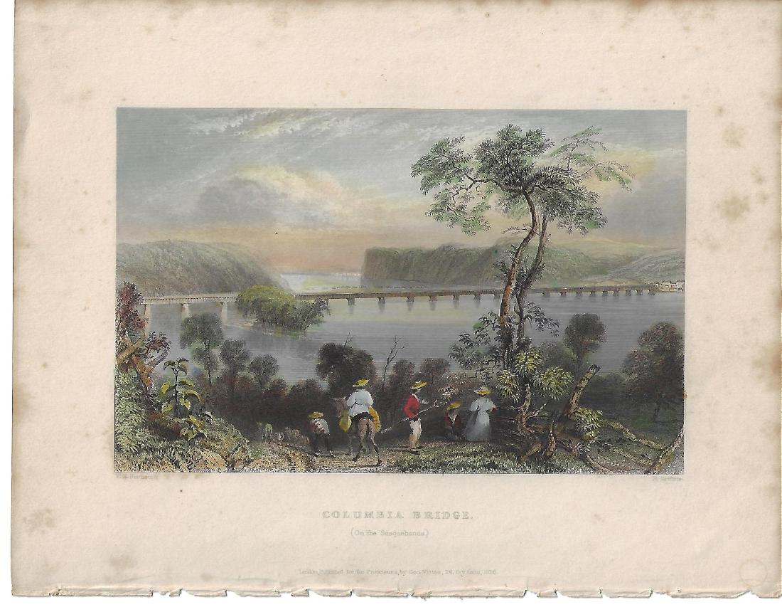 1838 Colored Engraving Columbia River Bartlett (1 of 1)