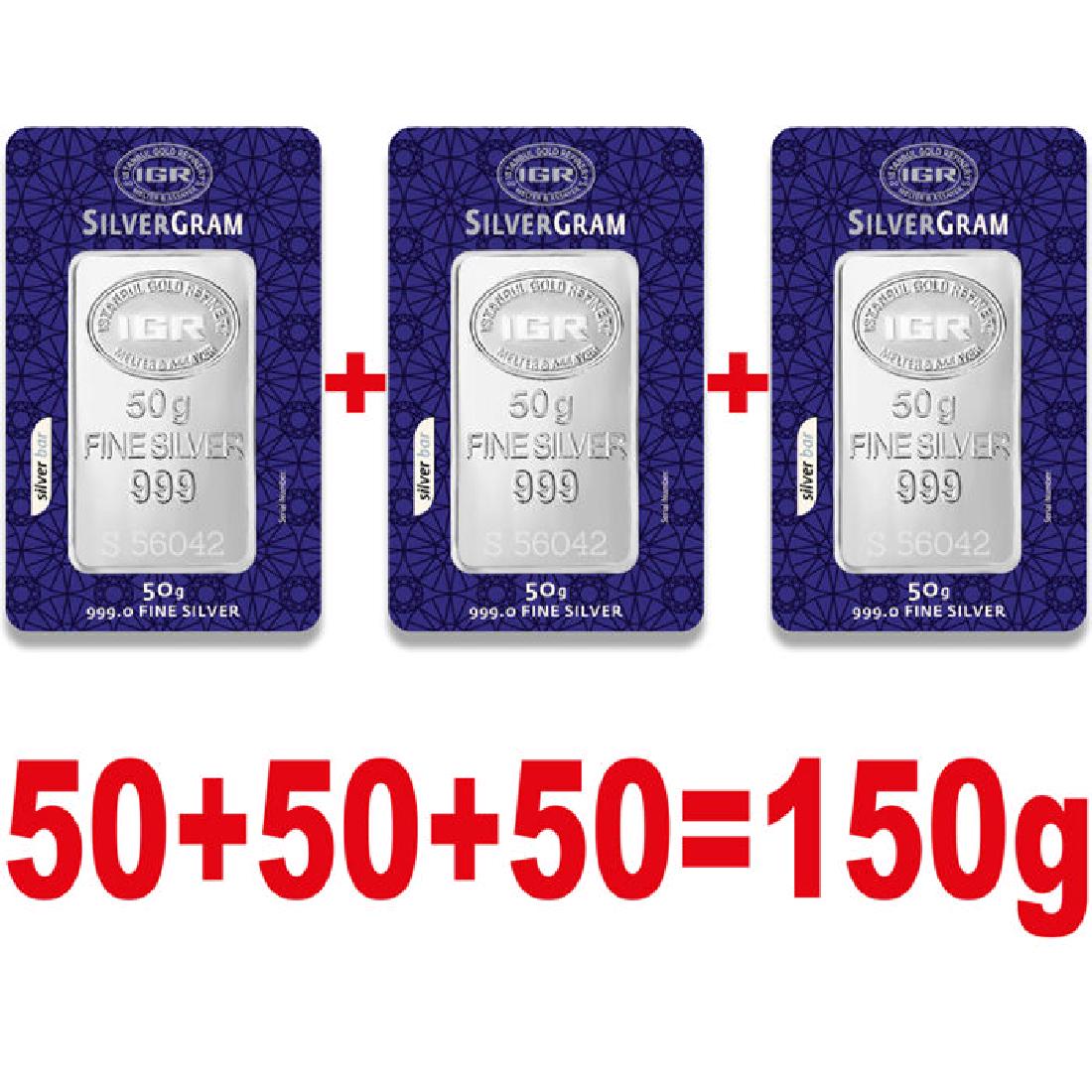 3 x 50 gr. - 999/1000 - Minted/ Sealed silver Bars (1 of 4)