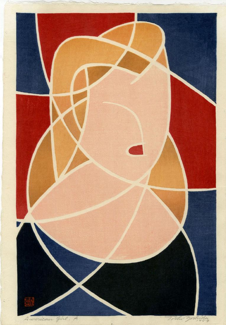 Yoshida Toshi Woodblock American Girl A (1 of 2)