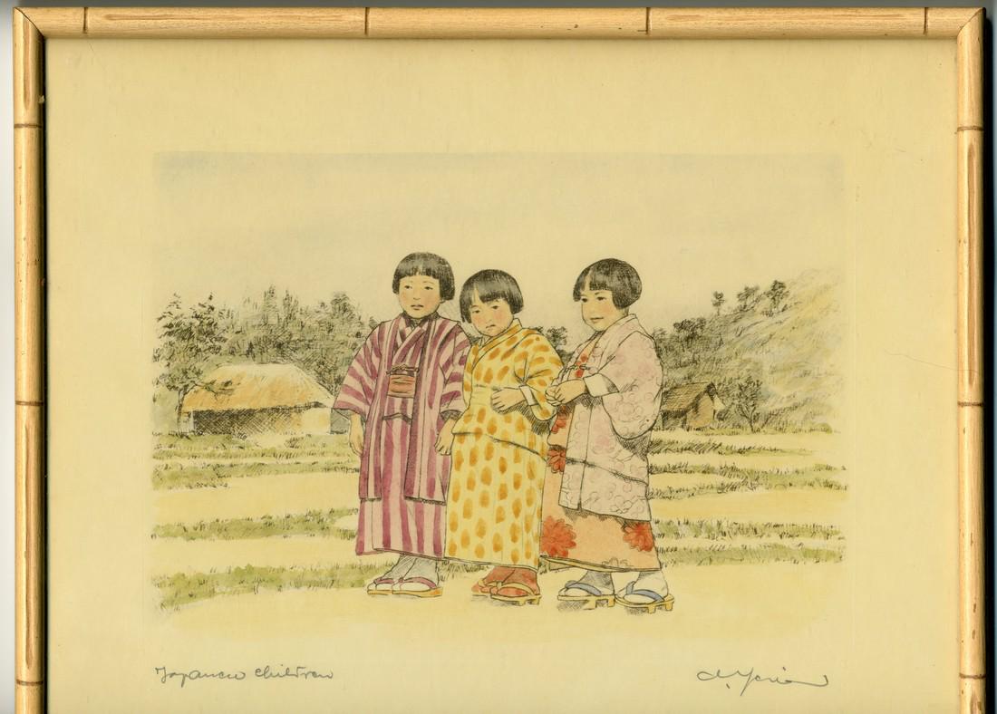 Willy Seiler Engraving Japanese Children (1 of 2)