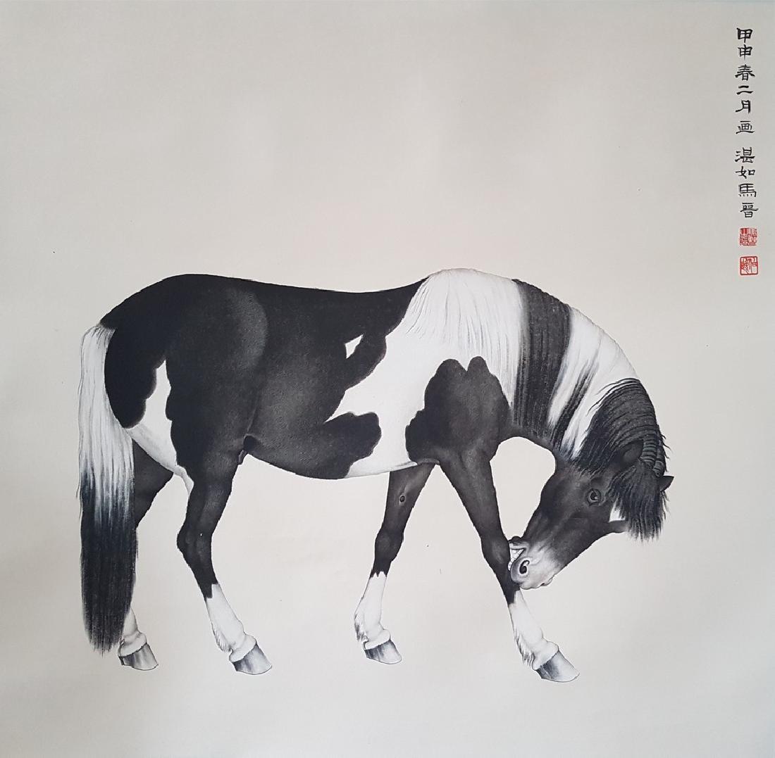 A Chinese scroll painting on paper (1 of 3)