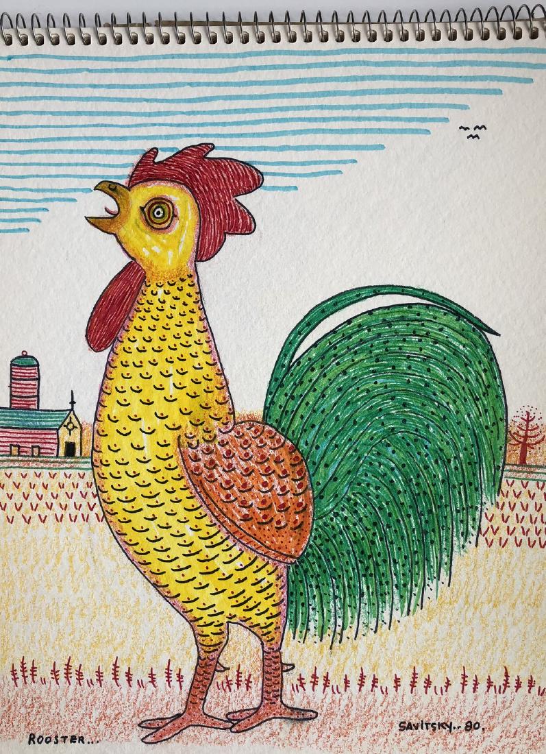 Rooster Jack Savitsky 1980 Drawing (1 of 1)