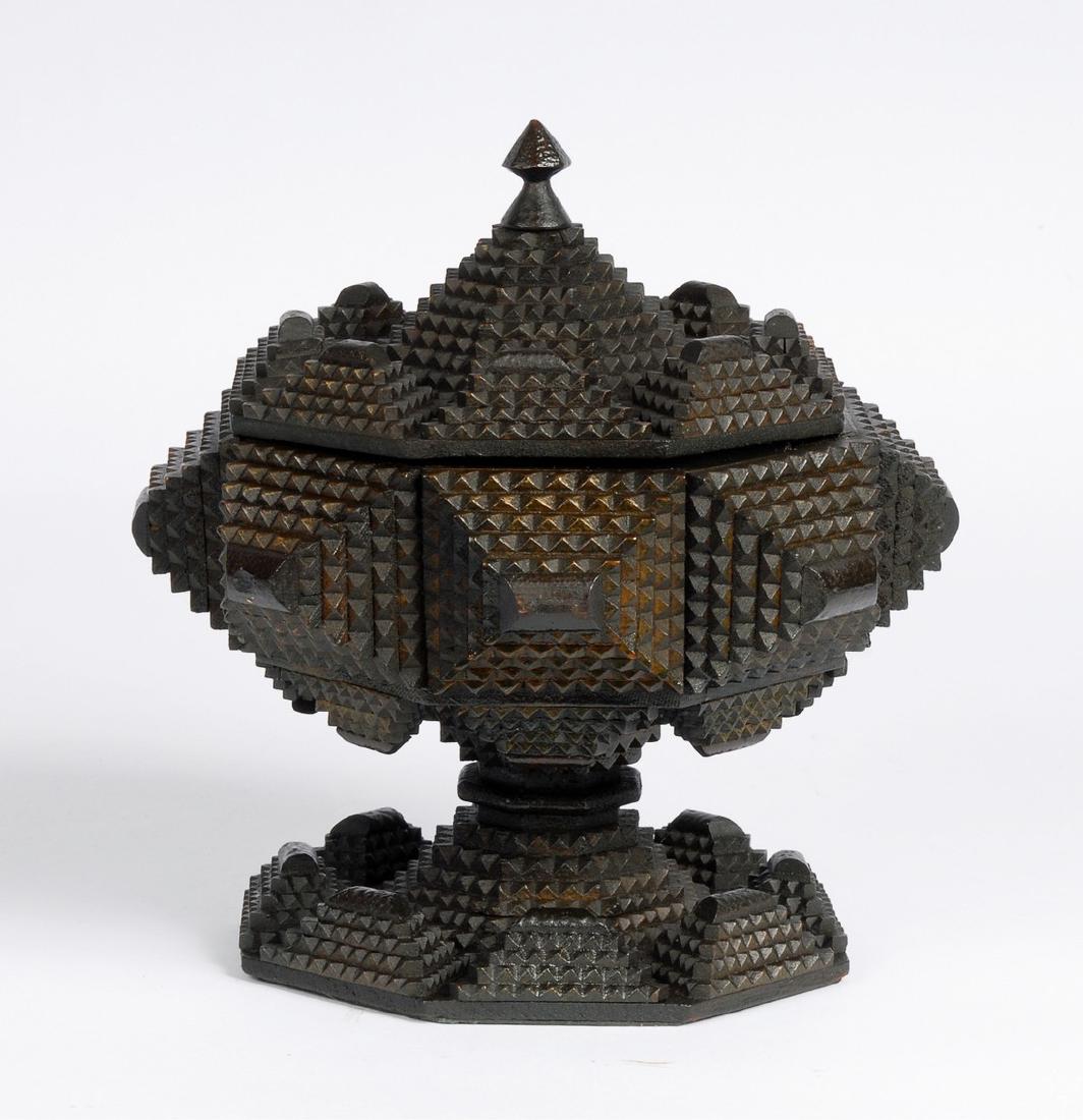 Tramp Art 8 Sided Pedestal Box (1 of 9)