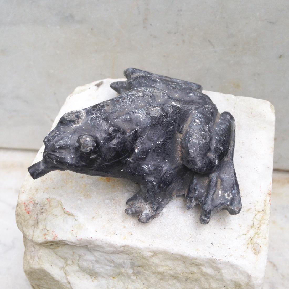 C1910 lead frog fountain feature spout with copper tube (1 of 4)