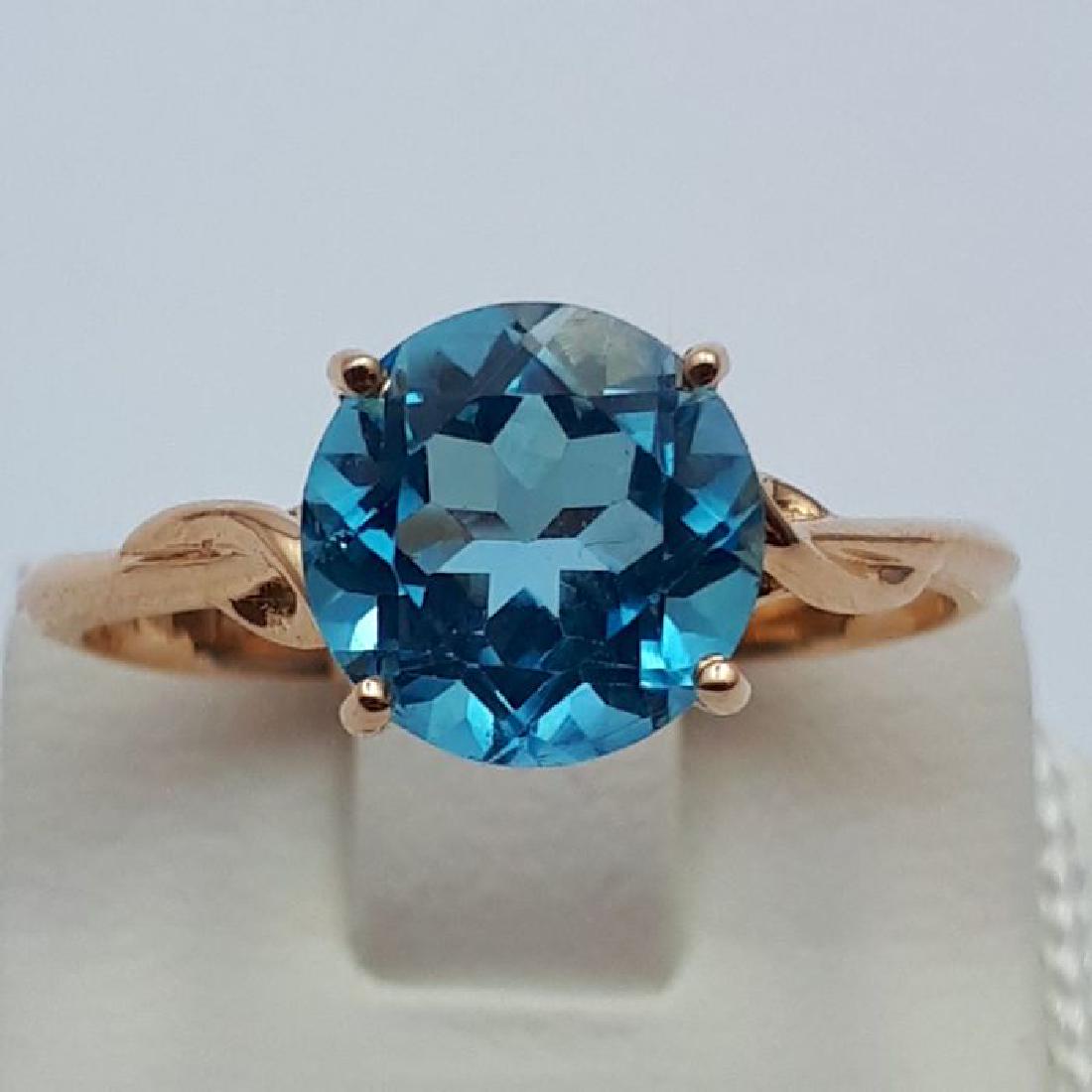 14 ct Red Gold Ring With Blue Topaz (1 of 6)