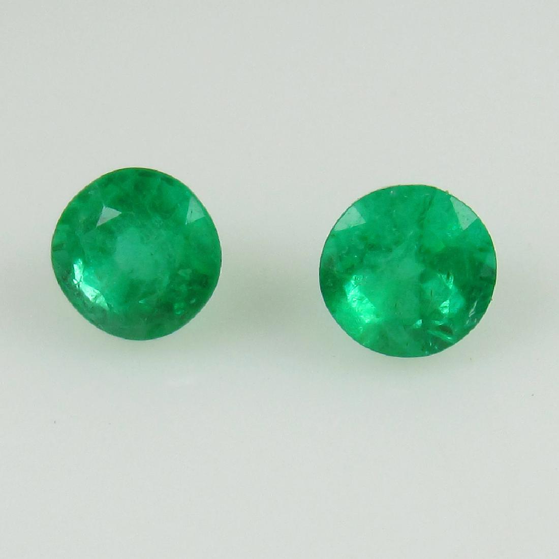 0.60 Ct Genuine Loose Zambian Emerald 4 mm Round Pair (1 of 2)