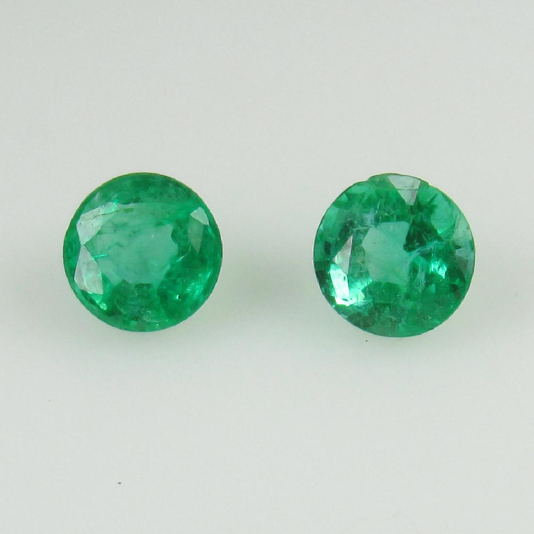 0.58 Ct Genuine Loose Zambian Emerald 4.2 mm Round Pair (1 of 2)