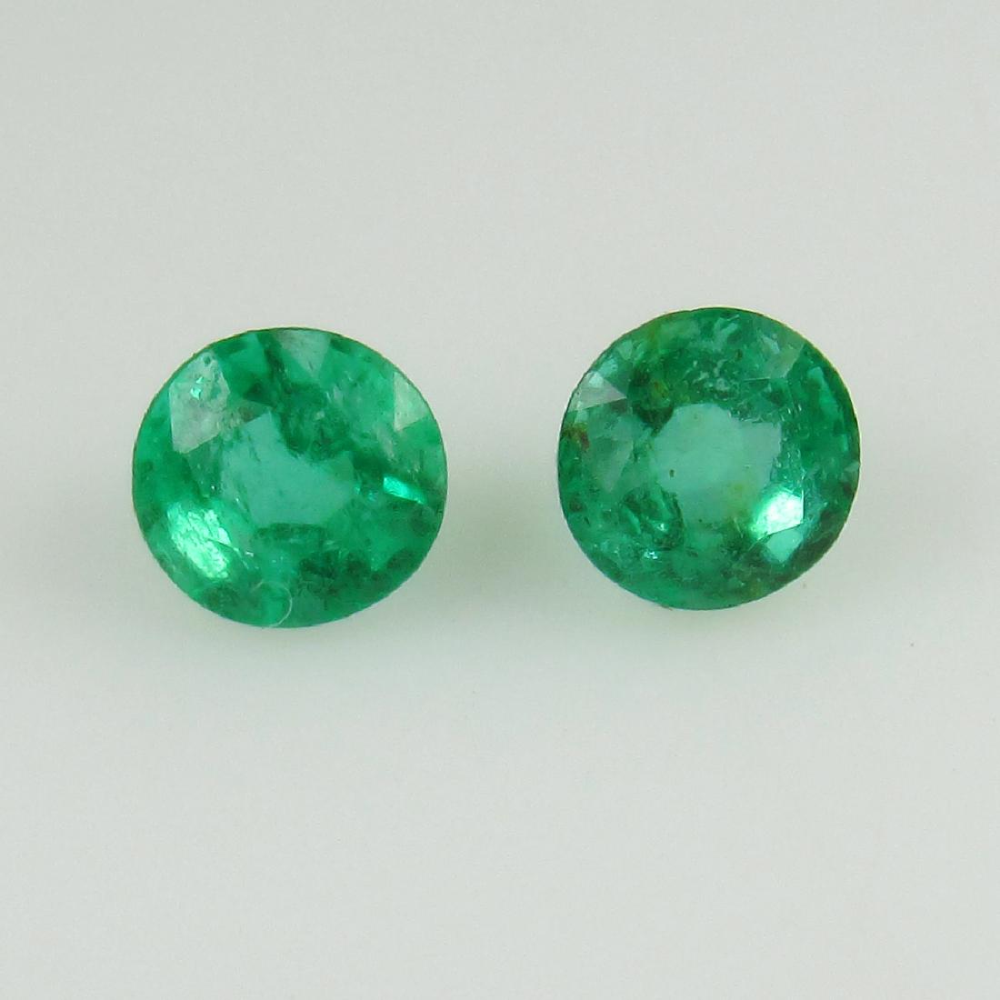 0.58 Ct Genuine Loose Zambian Emerald 4.2 mm Round Pair (1 of 2)