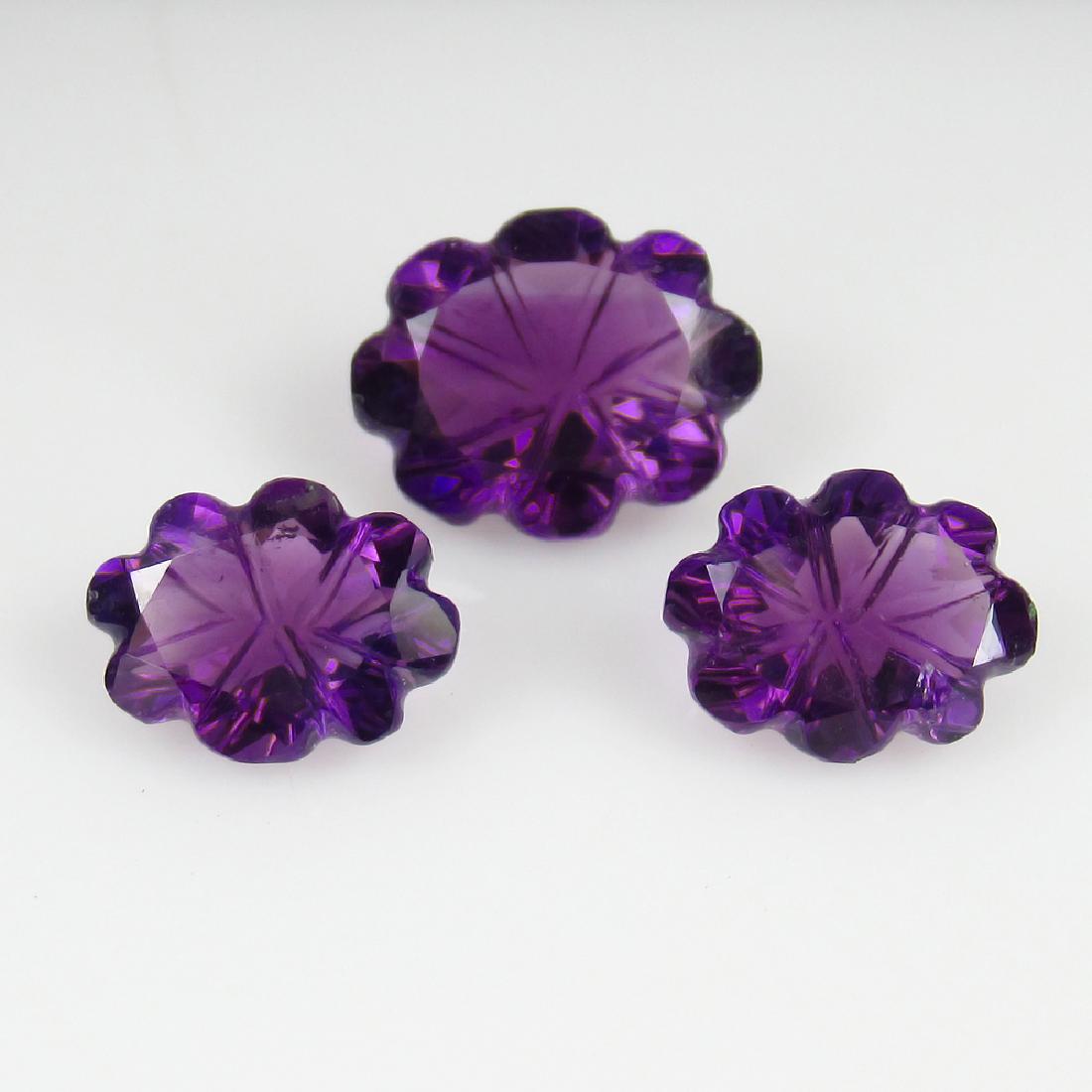 5.70 Ct Genuine 3 Loose Purple Amethyst Fancy Concave (1 of 2)