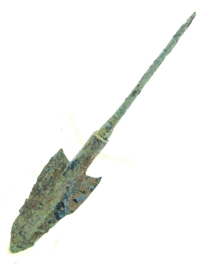 Ancient Greek Bronze Spear: Ancient Greek Bronze Spear Circa 1600 – 800 BC Ancient Greek Bronze Spear. This item has been professionally cleaned to show original details, and includes a lifetime authenticity certificate. Bronz