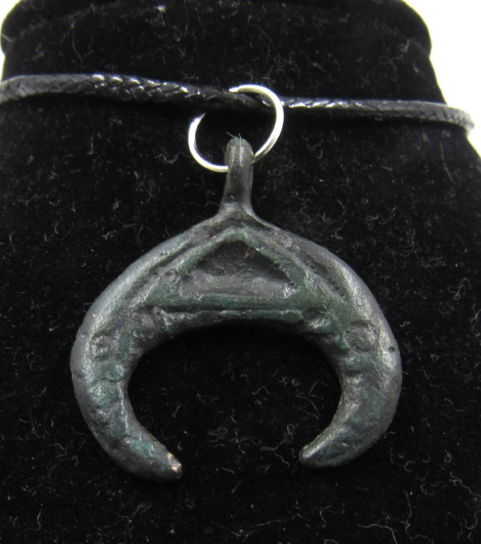 Medieval Viking Era Bronze Decorated Lunar Pendant (1 of 3)