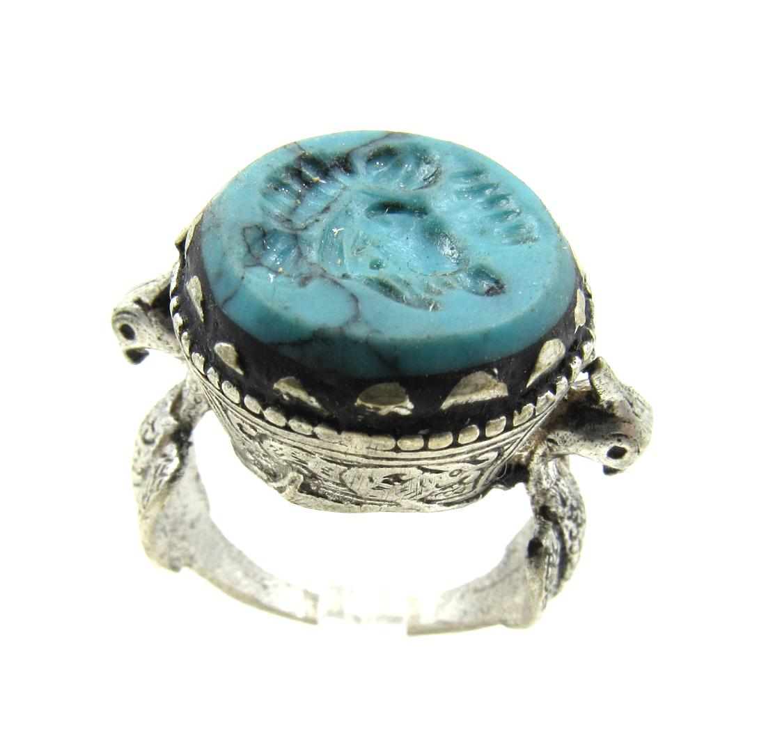 Post Medieval Silver Ring with Stone Intaglio Bust (1 of 4)
