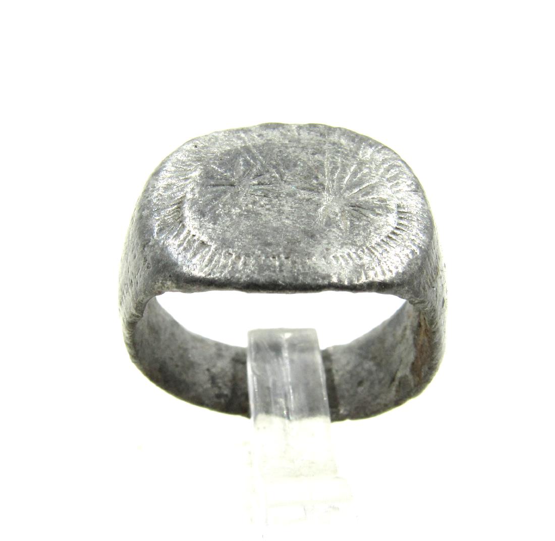 Medieval Viking Era Silver Ring with 2 Stars (1 of 4)