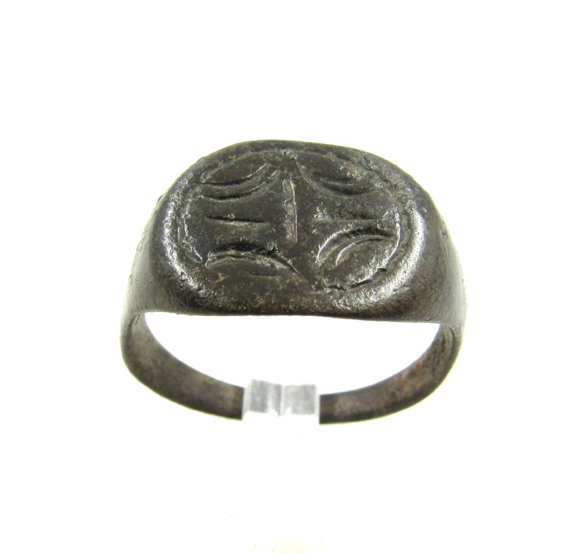 Medieval Viking Era Bronze Ring with Dragon Eye Motif (1 of 4)