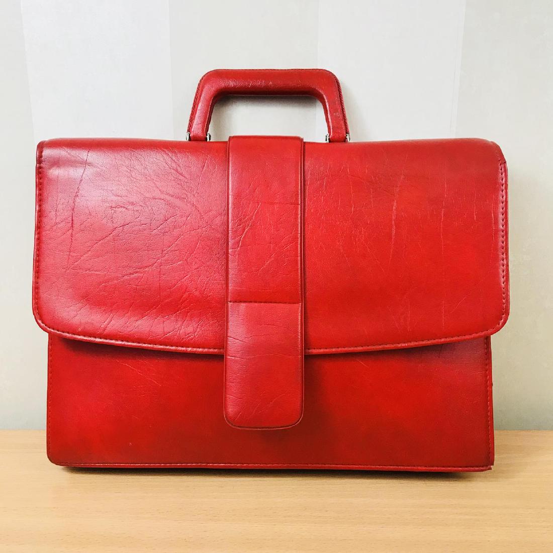 Vintage Red Leather Briefcase Bag (1 of 7)