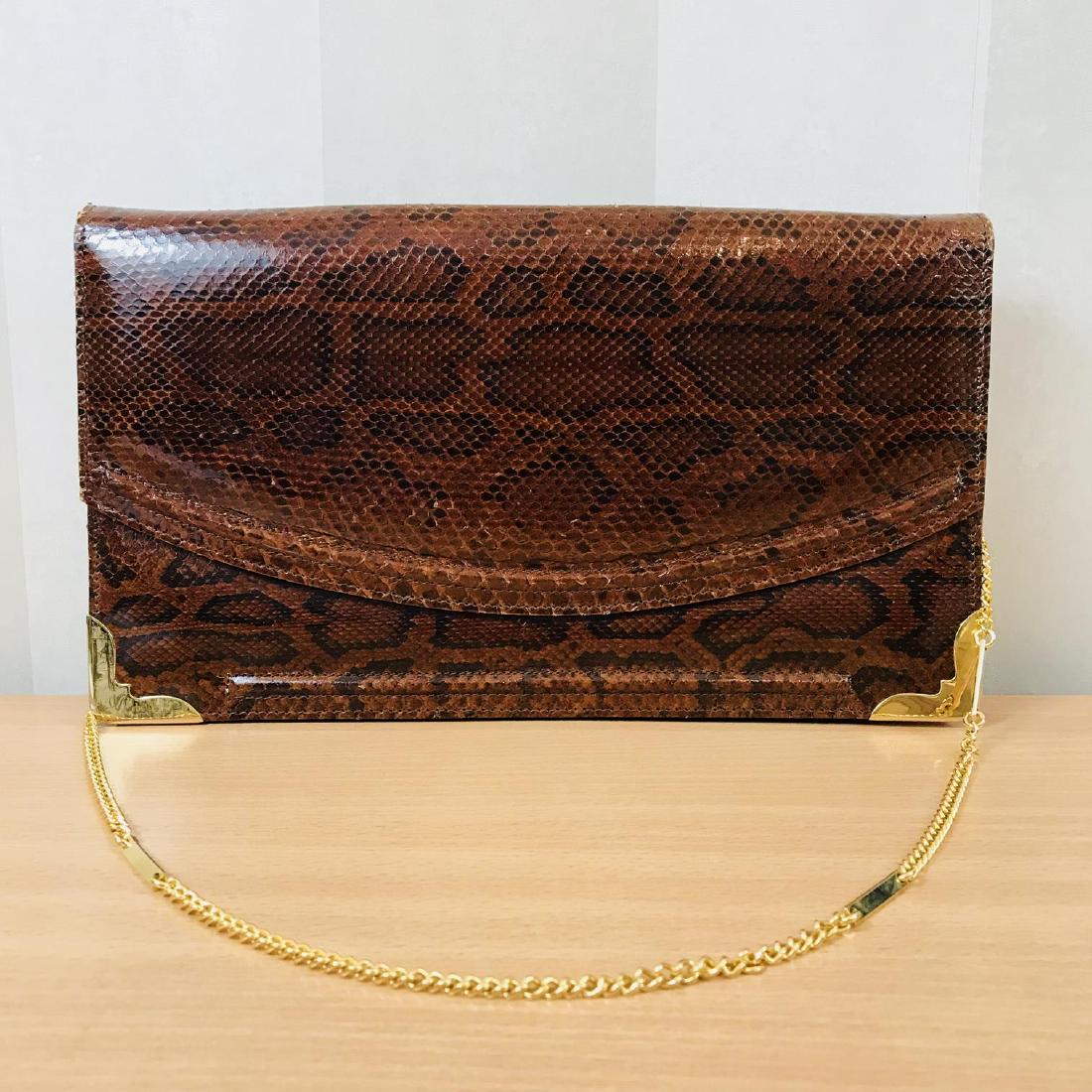 Vintage Brown Snakeskin Leather Shoulder Bag (1 of 7)