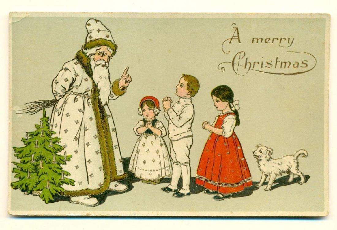 c1910 ANTIQUE GERMAN CHRISTMAS POSTCARD WHITE ROBE (1 of 2)