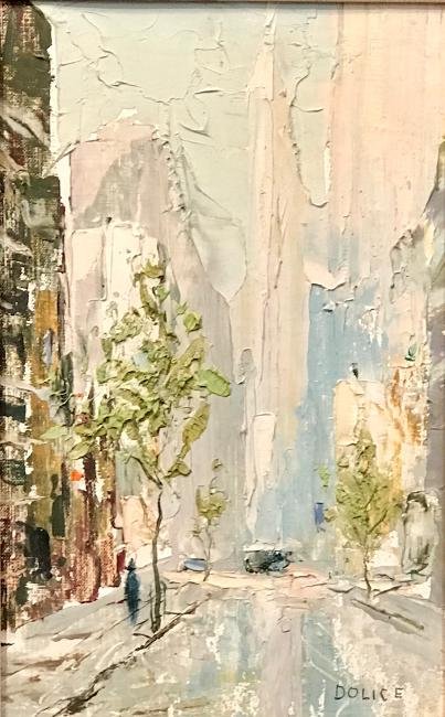 Leon Dolice Oil on Canvas New York City Scape (1 of 5)