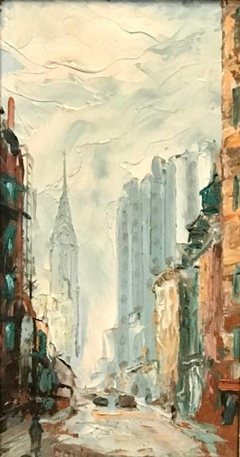 Leon Dolice Oil on Canvas New York City Scape (1 of 4)