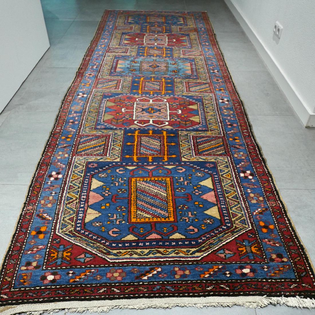 Antique Dark Caucasian Kazak Runner Rug 10.6x3.7 (1 of 11)