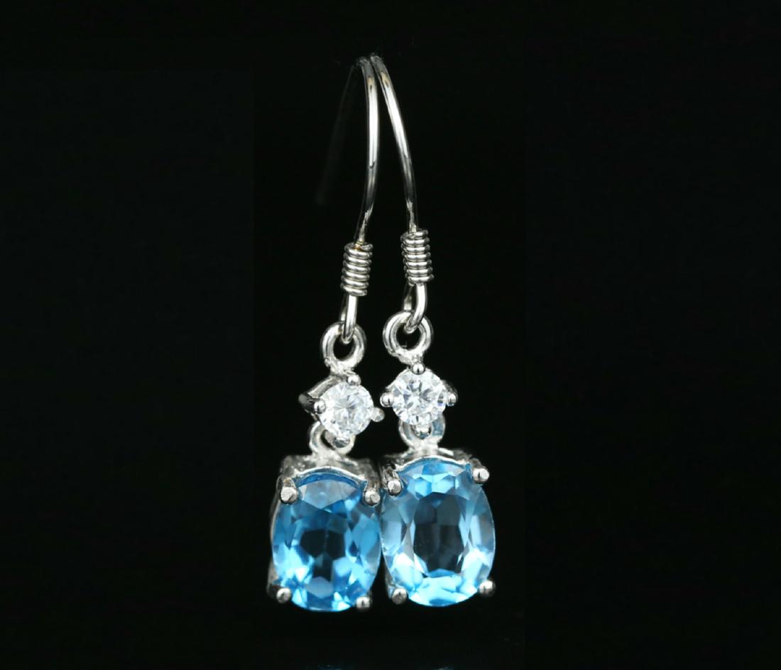925 silver earring with blue Topaz 4.0ct. (1 of 5)