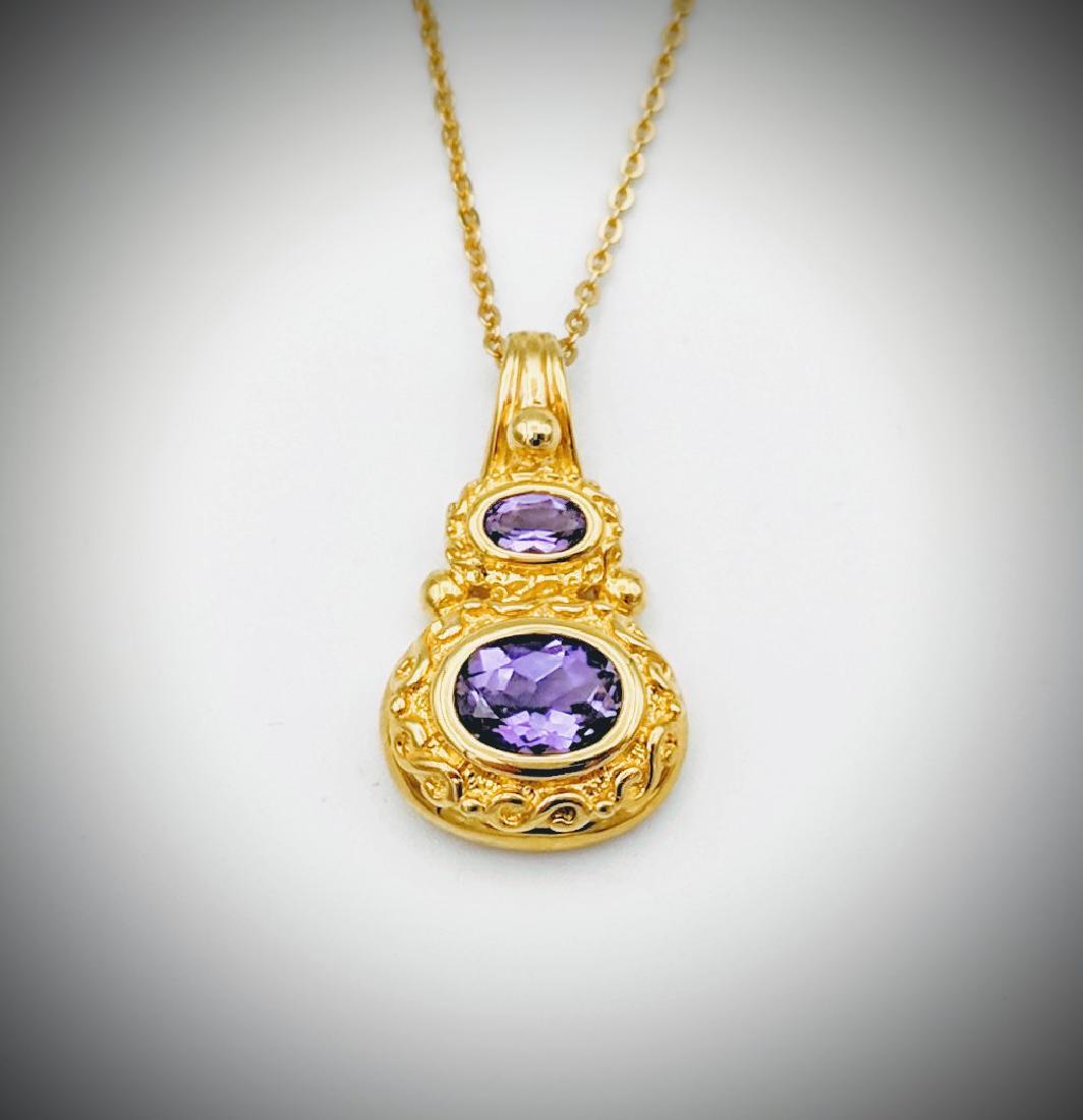 Gold Plated Vintage Style Amethyst Necklace (1 of 3)