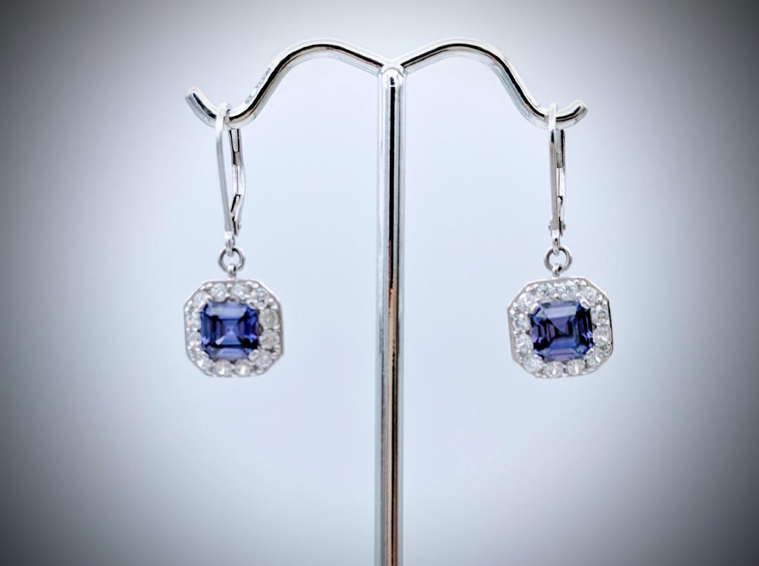 Sterling Silver Earrings w Princess Cut Amethyst & CZ (1 of 3)