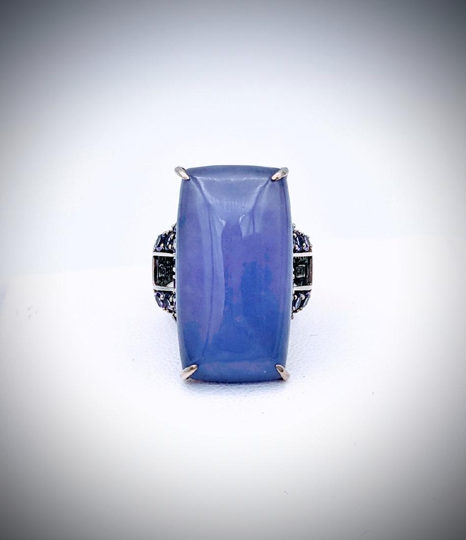 Sterling Silver Sz 7 Violet Jade & Amethyst Ring (1 of 4)