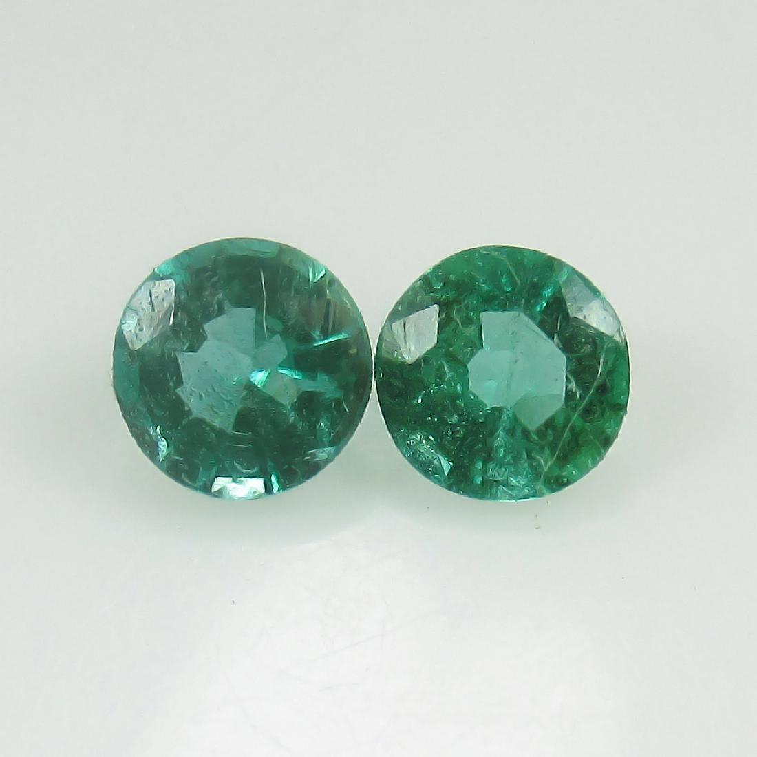 0.53 Ct Genuine Zambian Emerald 4.3 mm Round Diamond (1 of 2)