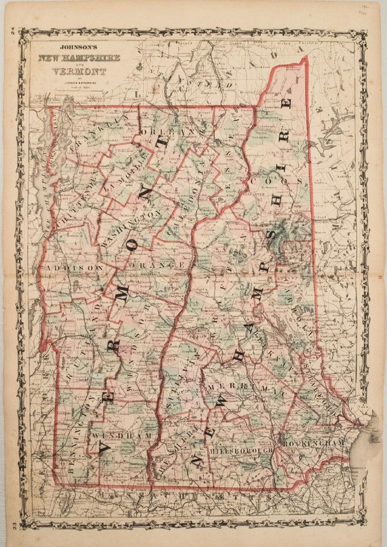 1861 Johnson Map of New Hampshire and Vermont -- (1 of 1)