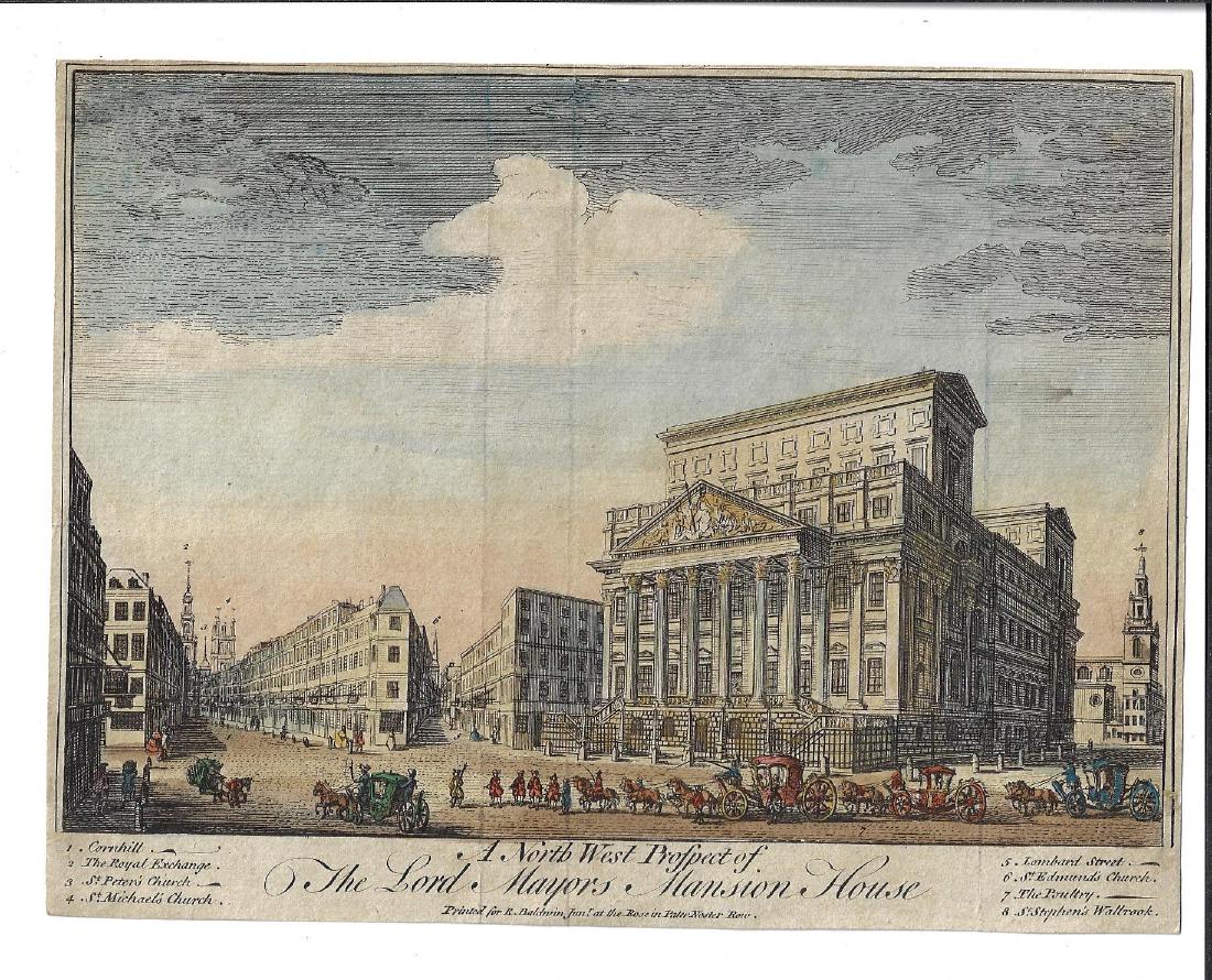 1750 Hand Colored Engraving Mayor House London (1 of 1)