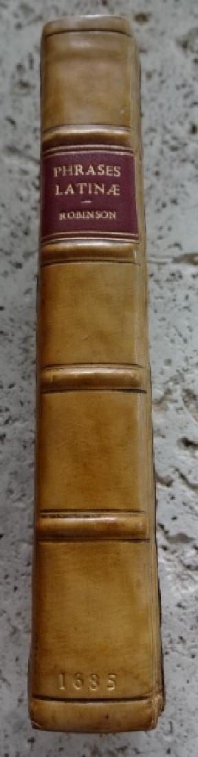 1685 Book The Latine Phrases of Winchester School: Schola Wintoniensis Phrases Latinae. The Latine Phrases of Winchester School.., by H. Robinson, printed at London by J.R. for Ric. Chiswell and R. Wright, MDCLXXXV (1685). Title leaf with bookplate of