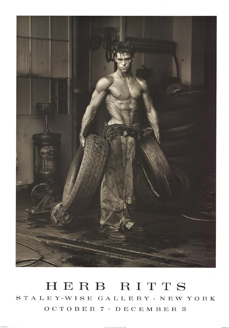 HERB RITTS ポスター額付き Herb Ritts Signed Poster (fred With Tyres) 10/88
