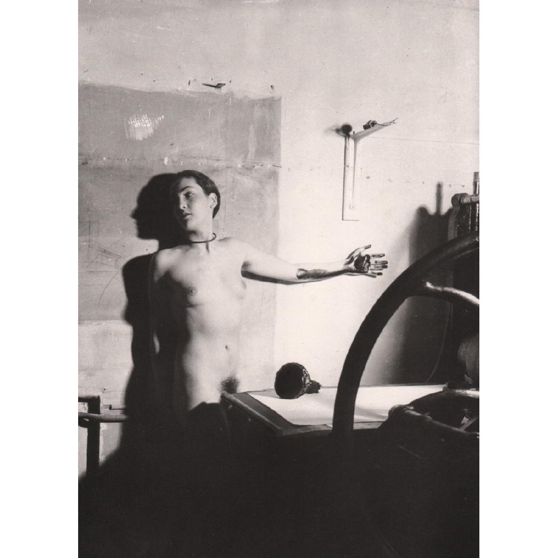 MAN RAY - Meret Oppenheim, Paris 1935: Artist: MAN RAY Print Title: Meret Oppenheim, Paris 1935 Medium: Photo-engraving Printing Date: 1980's Printed in the USA Image size approx. 6.25 x 9 inches Man Ray, original name Emmanuel Radnitzky, 