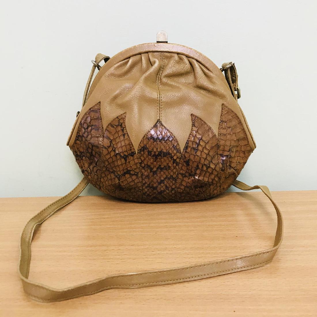 Vintage Handmade Snake Skin Leather Small Shoulder Bag (1 of 8)