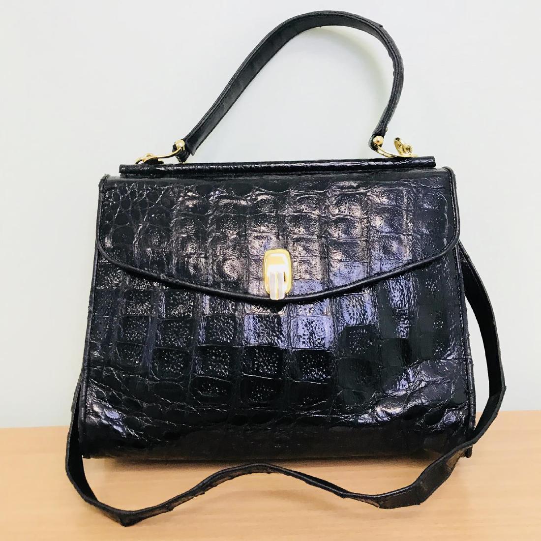 Vintage Handmade Crocodile Leather Handbag / Shoulder (1 of 7)