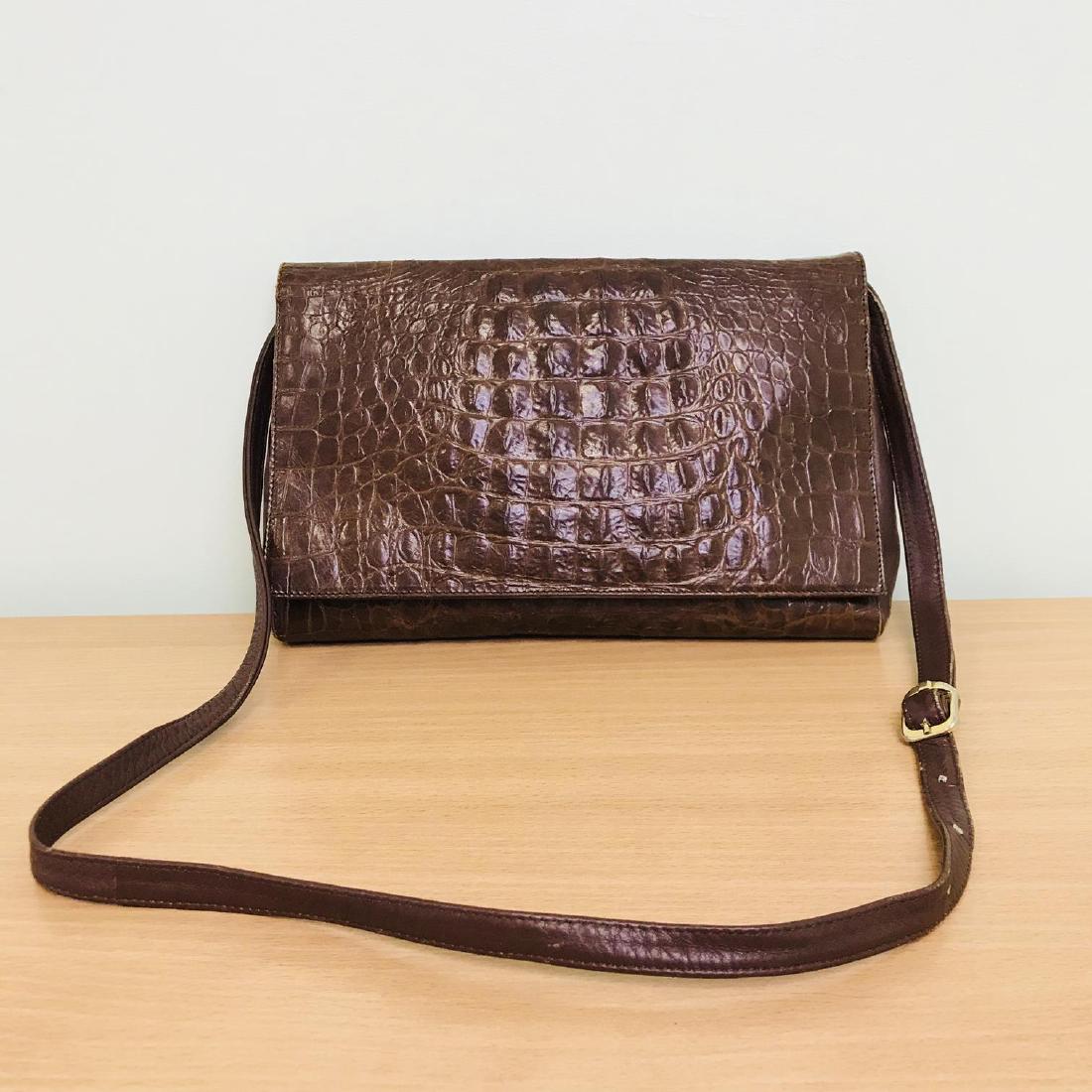 Vintage Handmade Crocodile Leather Shoulder Bag (1 of 8)