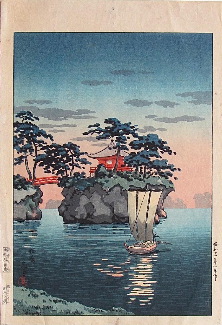 Tsuchiya Koitsu Woodblock Matsushima: Artist: Tsuchiya KOITSU (1870-1949) Subject: Matsushima Publisher: Doi Hangaten, Carver/printer: Harada/Yokoi Signature: Koitsu Date: January 1936 Medium: Japanese Woodblock Print Format: chûban, 20.