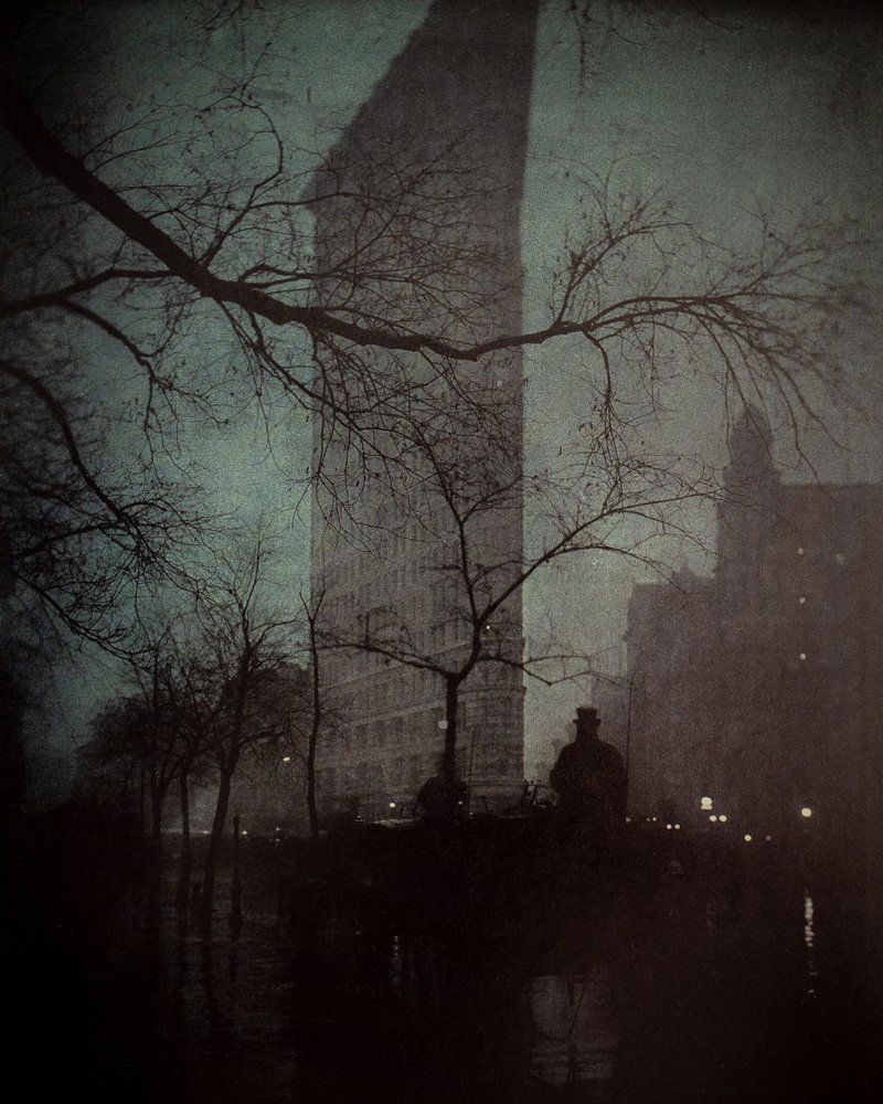 EDWARD STEICHEN - Flatiron Building, 1907: Artist: Steichen, Edward Title: Flatiron Building, 1907 Medium: Photo Litho, 1989, USA Dimensions: 5.75x7.25" Heat Wax Mounted on 11x14" Conservation Board Edward Steichen was born in Luxembourg but i