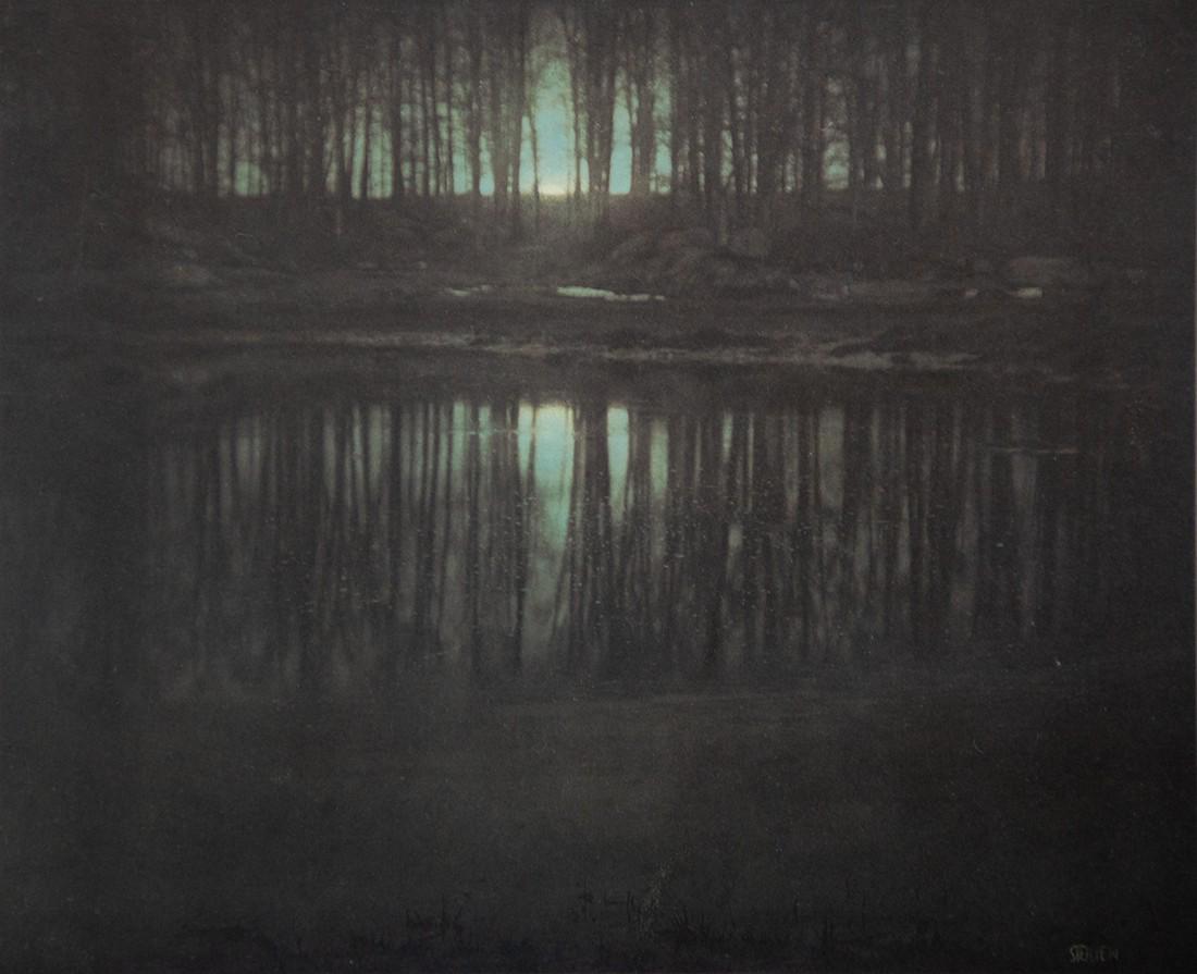 EDWARD STEICHEN - The Pond, Moonrise, 1903: Artist: Steichen, Edward Title: The Pond, Moonrise, 1903 Medium: Photo Litho, 1989, USA Dimensions: 8.1x6.75" Heat Wax Mounted on 11x14" Conservation Board Edward Steichen was born in Luxembourg but i