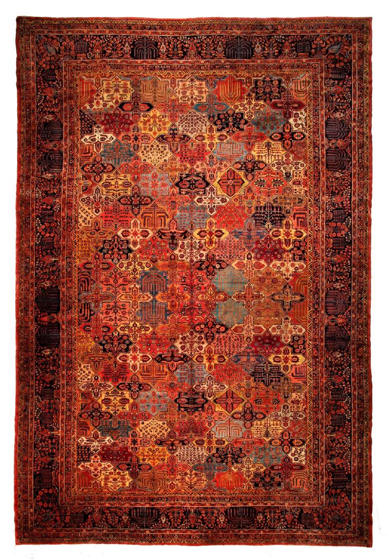 Exquisite Rare Persian Antique Garden Rug 14.6x21.8: Exquisite Rare Persian Antique Garden Rug Palace Oversize Carpet 15'x22' C.1900- 100% Hand Knotted Kurk Wool "This is an extraordinary, one of a kind authentic Antique Persian Garden Palace size Rug m